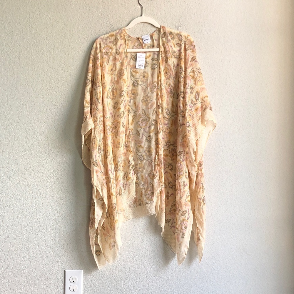 NWT Sonoma Sheer Floral Ruana Wrap Boho Layering